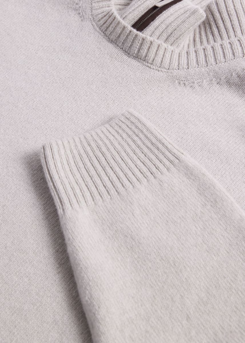 Wool & Cashmere Mock Neck Zip Sweater - Cream