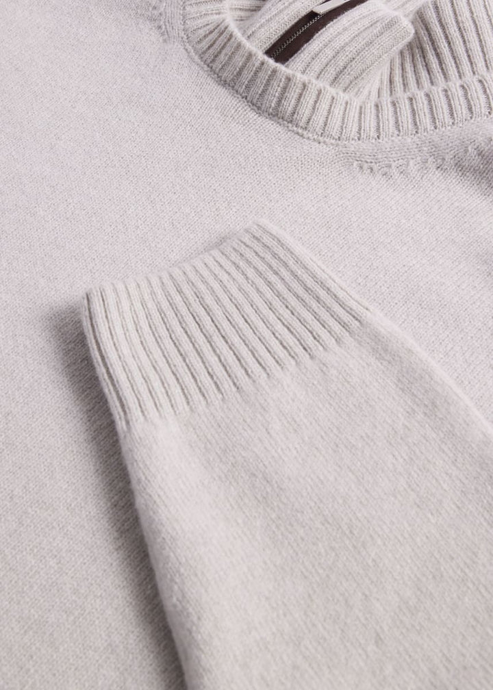 Wool & Cashmere Mock Neck Zip Sweater - Cream