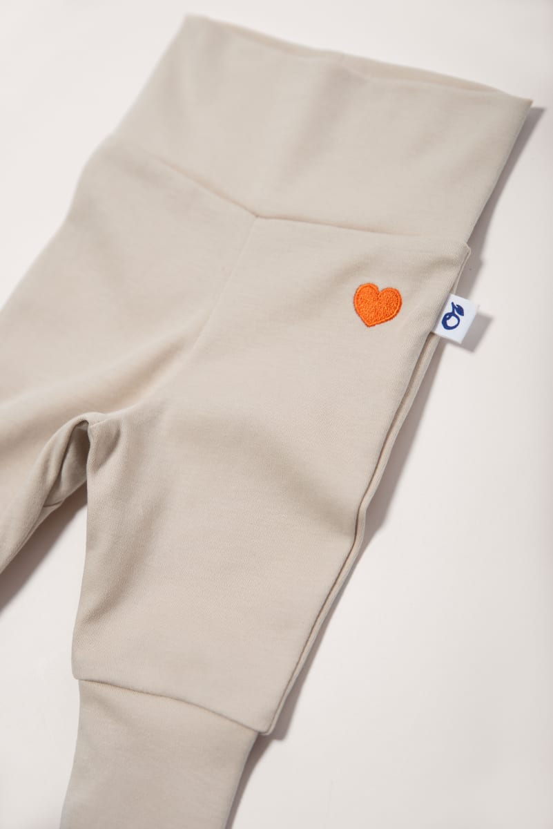 Organic Baby Pants - Sand w/ Hearts