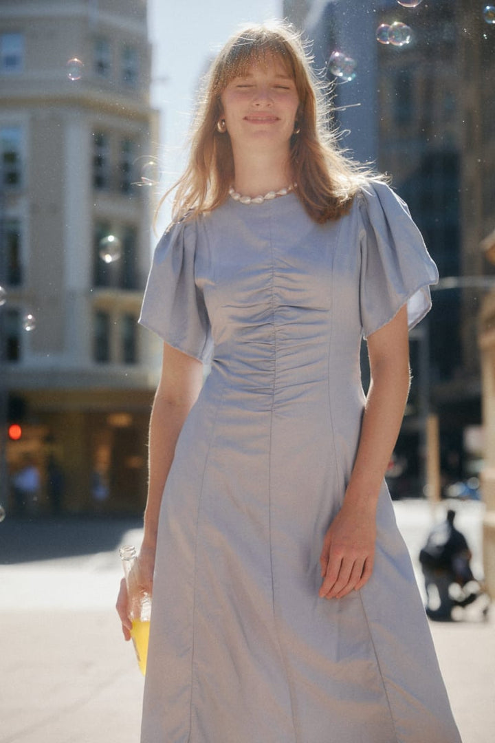 Delphina Ruching Dress - Cornflower Blue