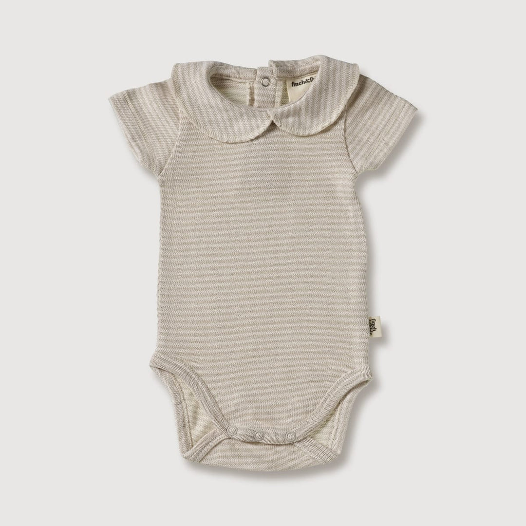 Collar Onesie - Stone Stripe
