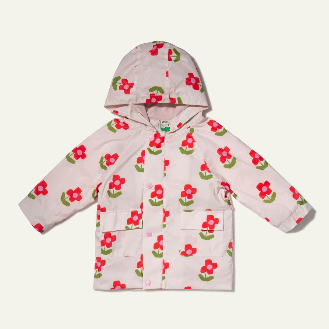 Recycled Fabric Flower Baby Raincoat - Pink Petal Floral
