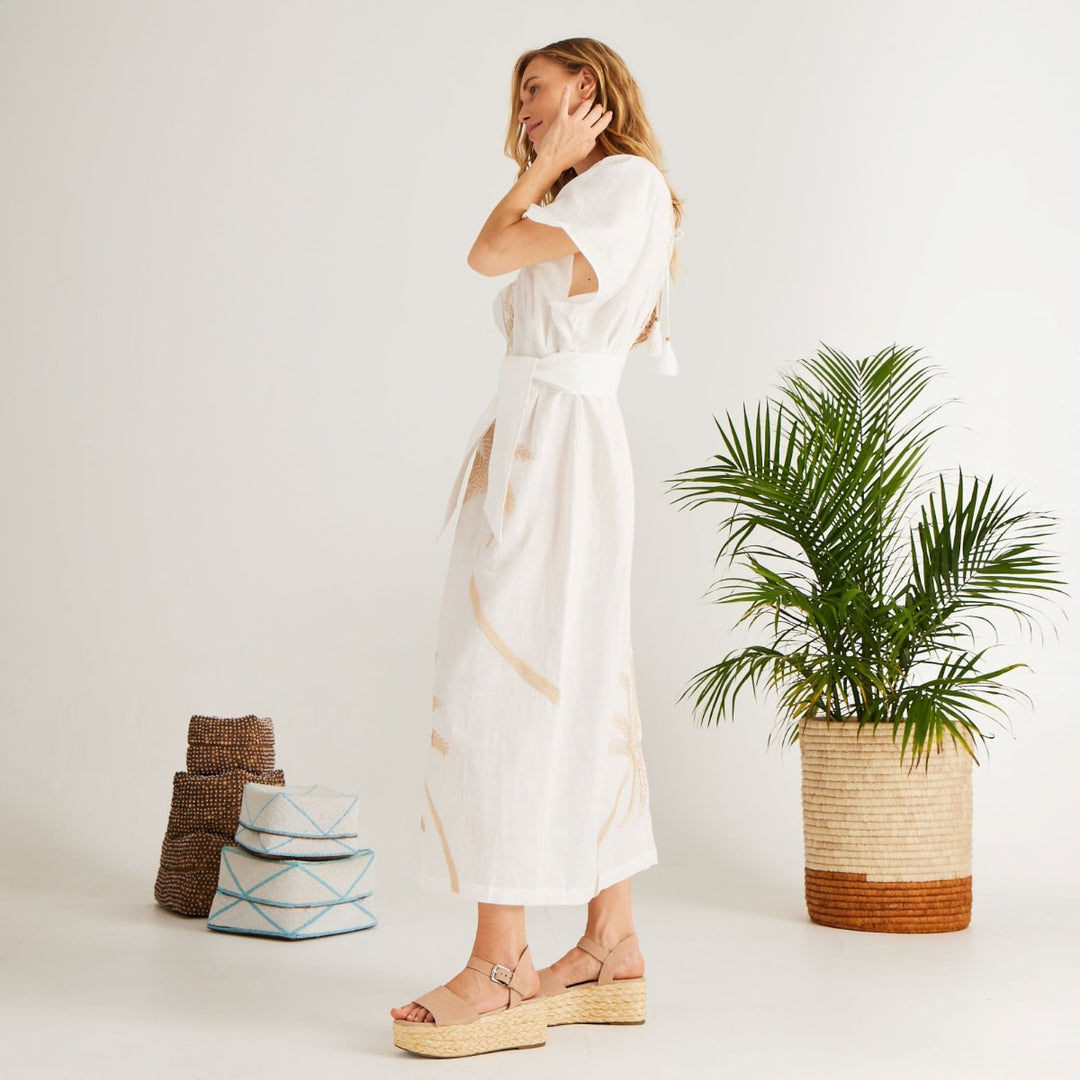 Penelope Dress - White Palm