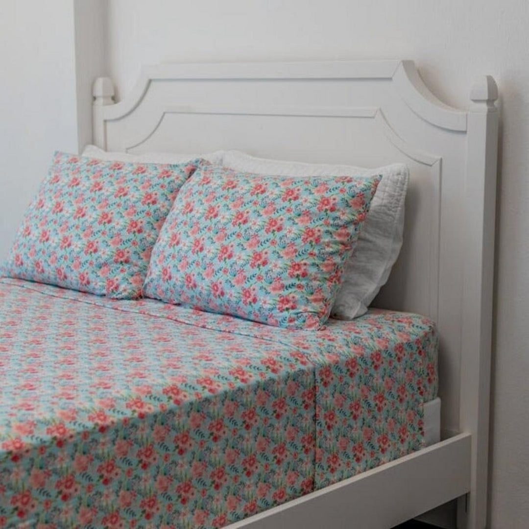 Pillow Case - Aqua Floral