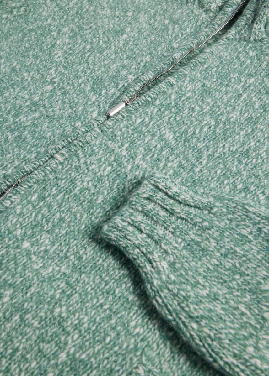 Wool & Cashmere Marled Zip Cardigan - Mint - Cardigan