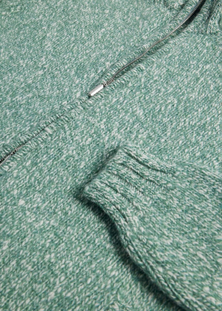 Wool & Cashmere Marled Zip Cardigan - Mint - Cardigan