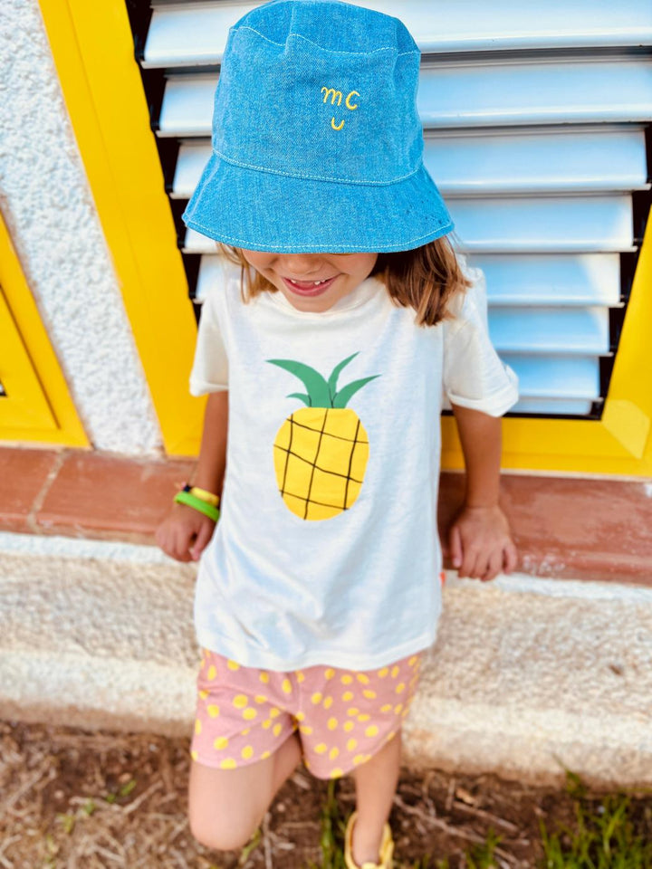 Recycled Cotton Pineapple Kid T-shirt - Natural/multi