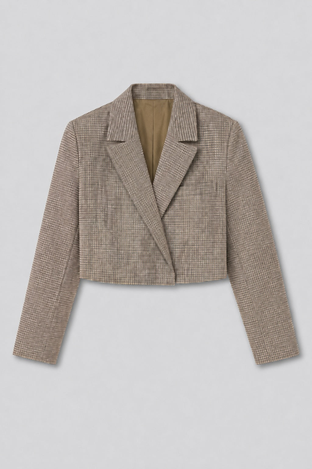 Plaid Cropped Blazer - Brown Combo