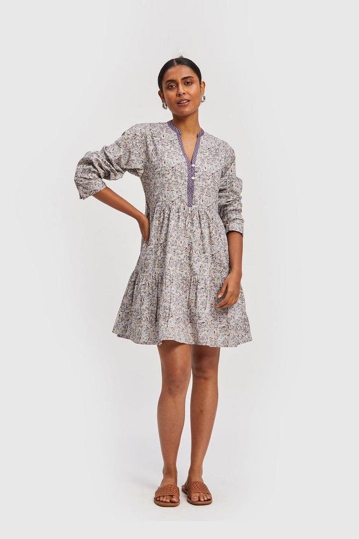 V-neck Tiered Dress - Floral haze