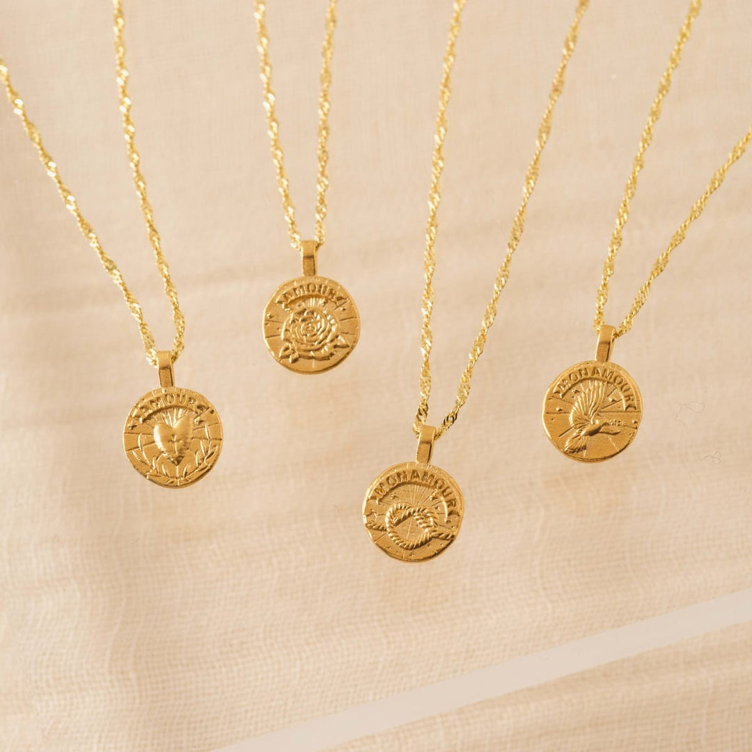 Dove Coin Necklace - Gold