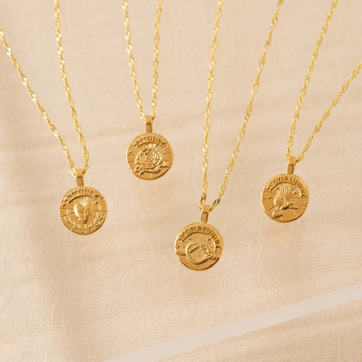 Dove Coin Necklace - Gold