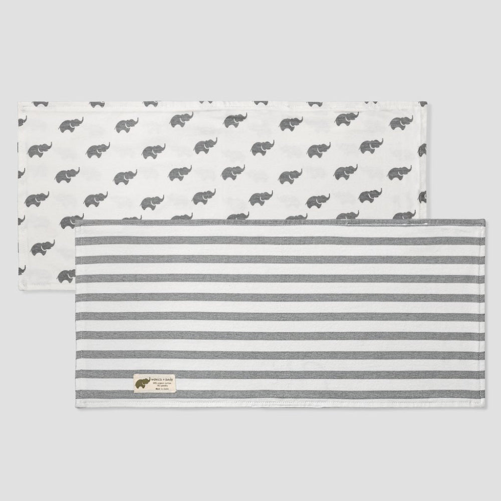 2 Pack Burp Bundle - Grey Elephant - One Size - Burp cloth
