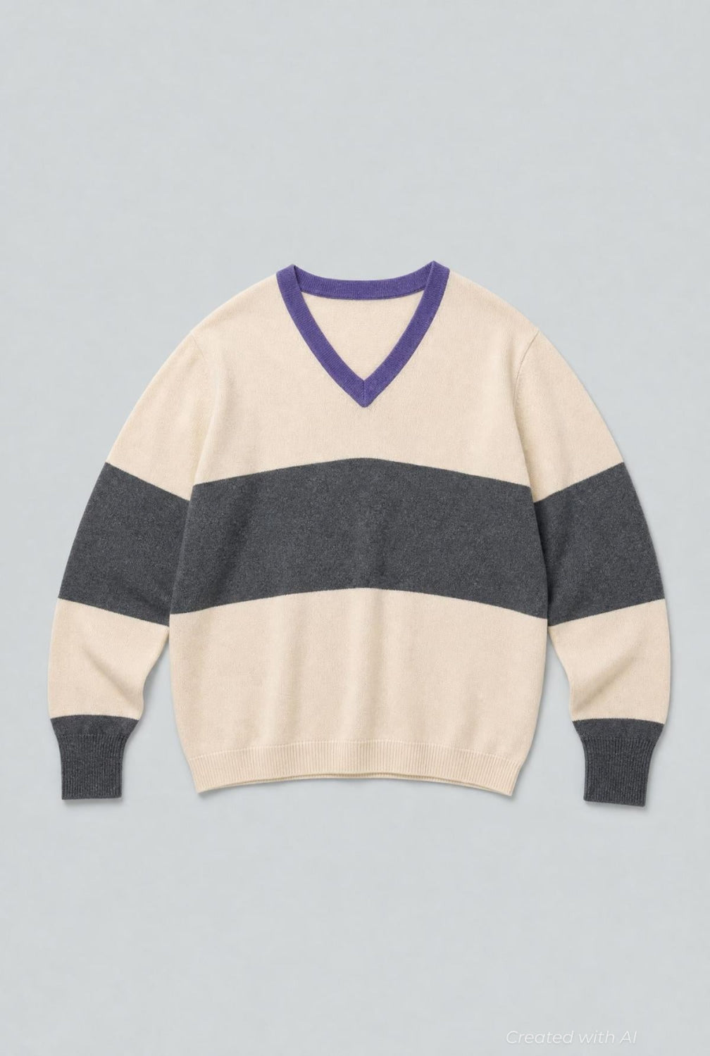 2 Ply Knitted Long Sleeve V-Neck Sweater - Heather Grey - M (40) - Sweater