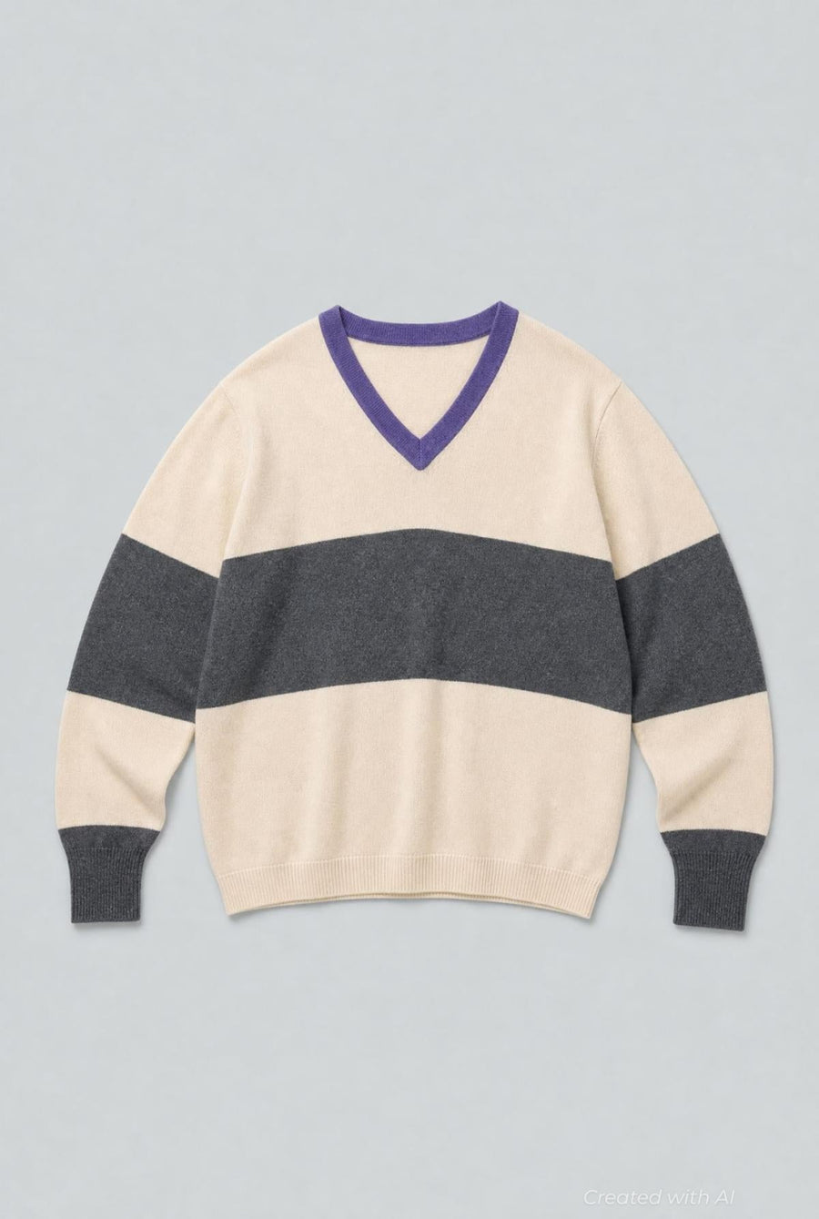 2 Ply Knitted Long Sleeve V-Neck Sweater - Heather Grey - M (40) - Sweater