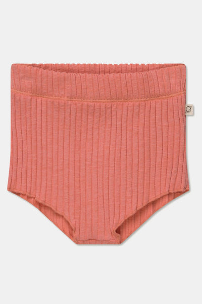 Rib lettuce-edge shorts - Coral