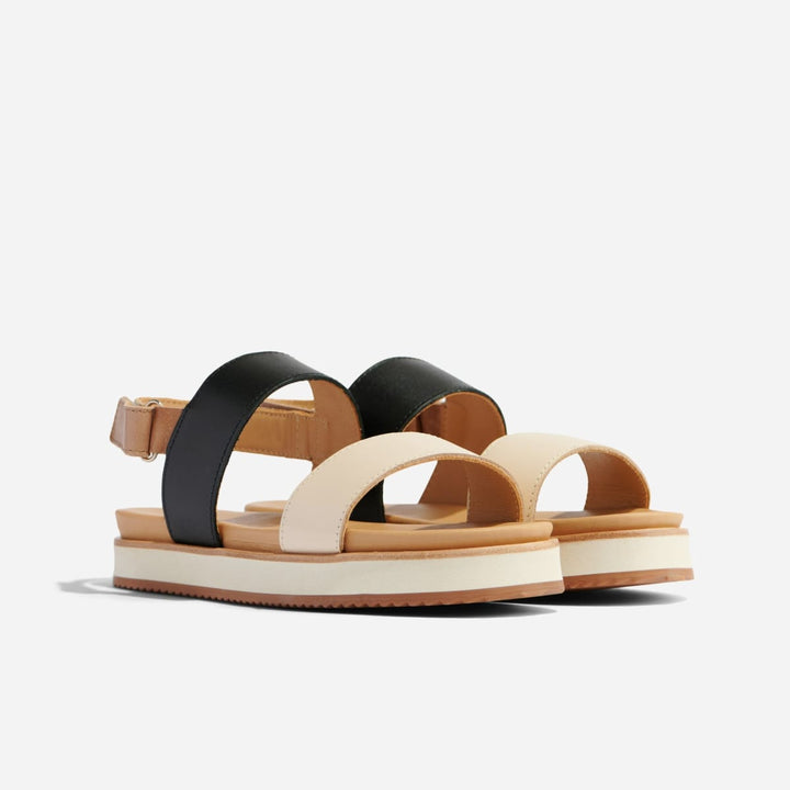 Go-To Flatform Sandal - Bone/Black Colorblock - FINAL SALE