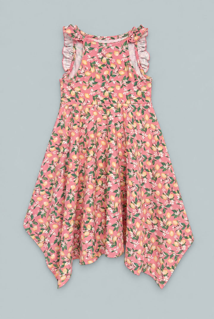 Lemon Floral Print Emma's Racerback Dress - Lemons Pink