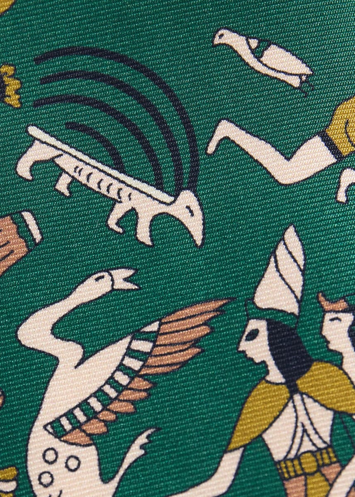 Printed Silk Tie - Olive