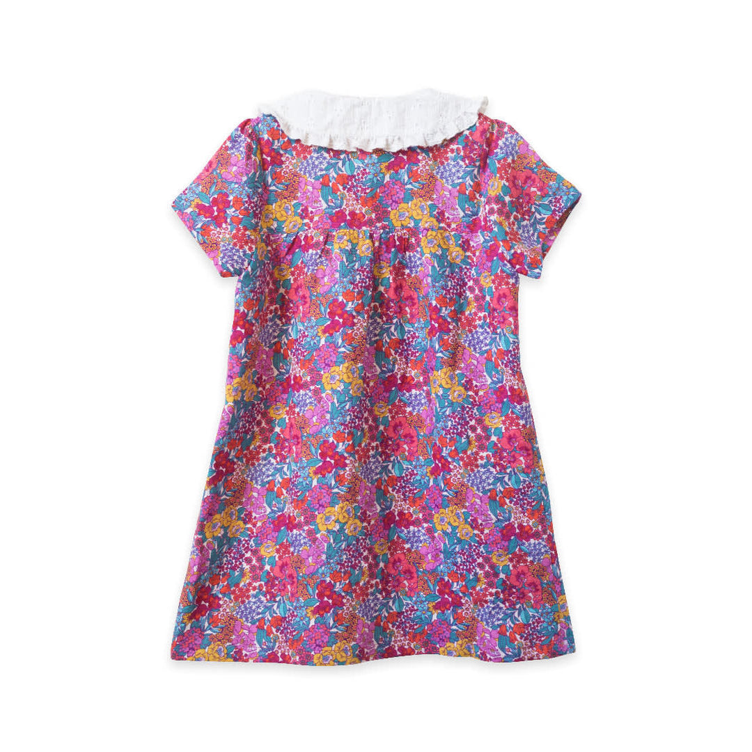 Girls Broderie Collar Fae Dress - Orchid