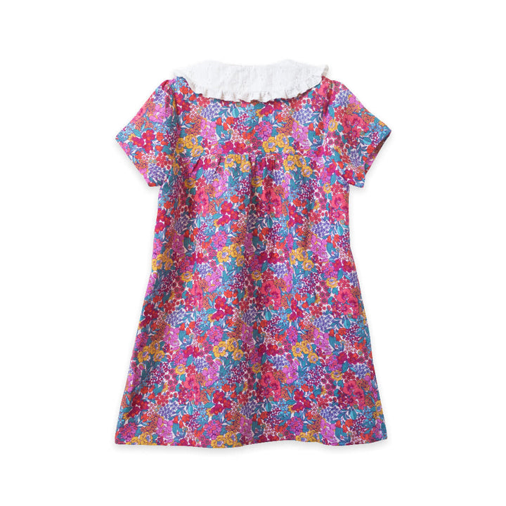 Girls Broderie Collar Fae Dress - Orchid