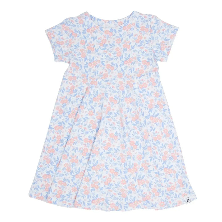 Swirly Girl Dress Short Sleeve - Vintage Flower Pink