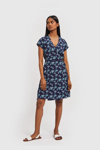 Short Wrap Dress Midnight Florals - Midnight Florals