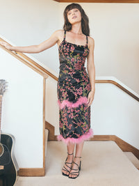 Courtney Ruffled Top - Raven Burnout Floral Print