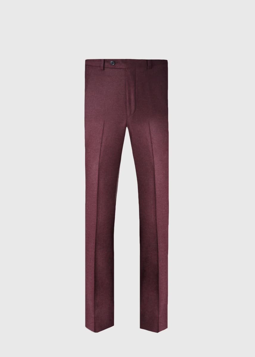 Wool & Cashmere Flannel Trouser In Plum - Plum