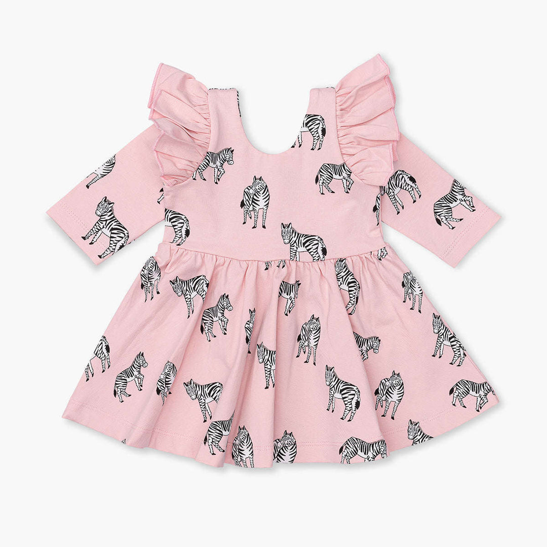 Double Ruffle Let's Dance Dress - Pink Zebras