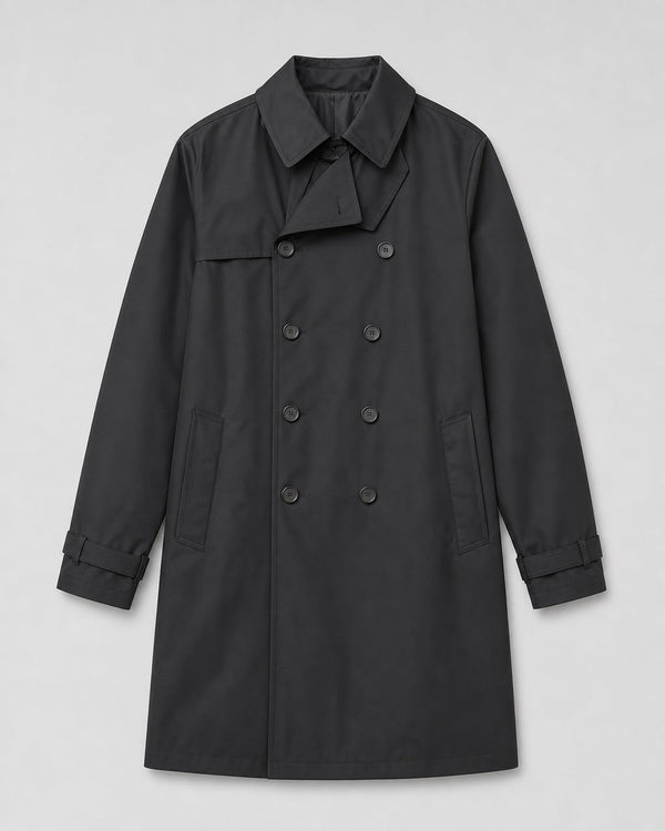 Super 170s Double Breasted Coat - Navy