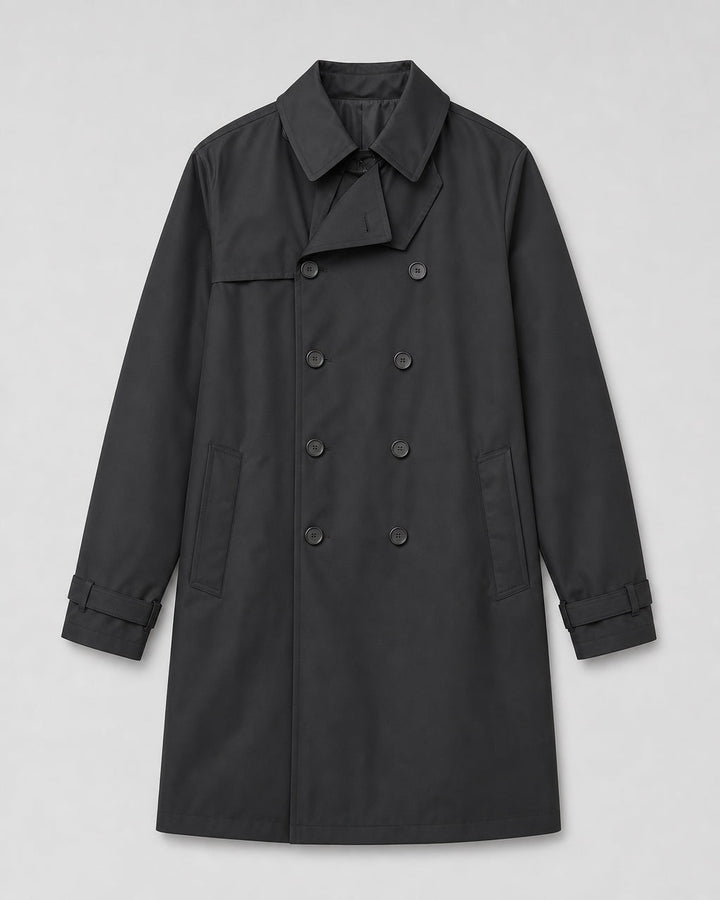 Super 170s Double Breasted Coat - Navy