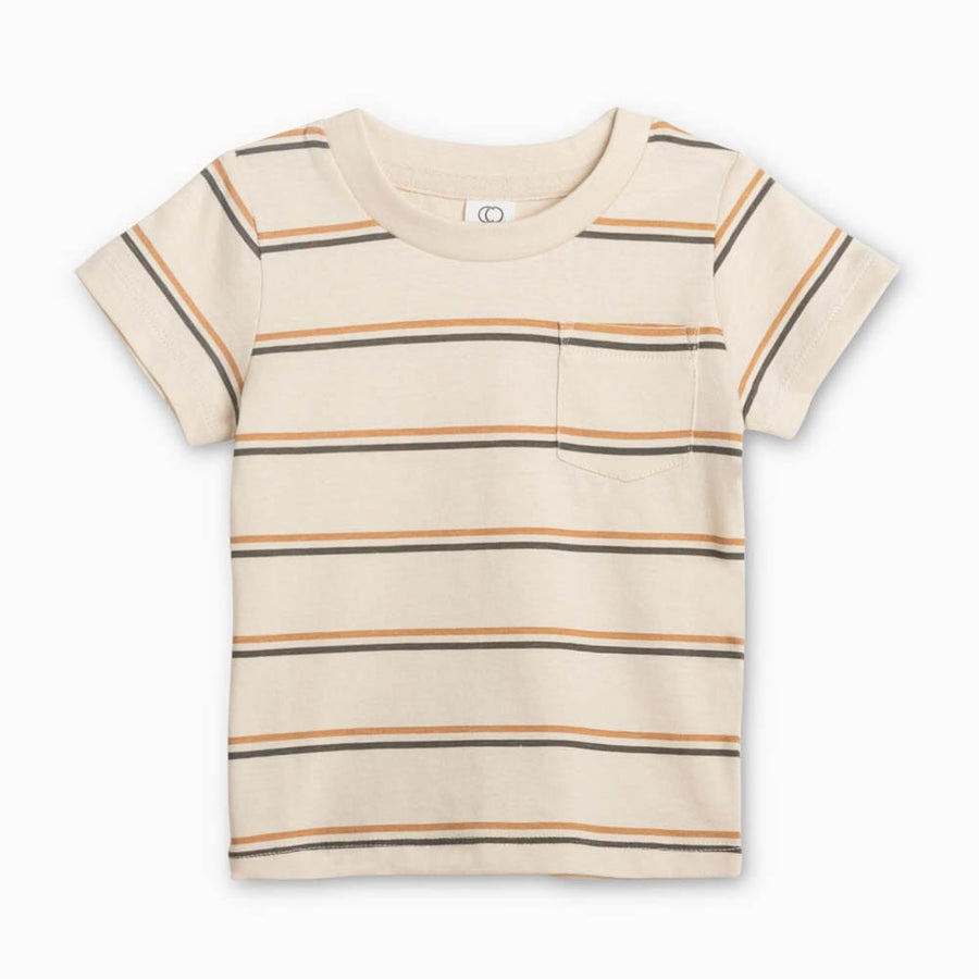 Everest Short Sleeve Tee - Zane Stripe/Pewter & Tan Tees Colored Organics 