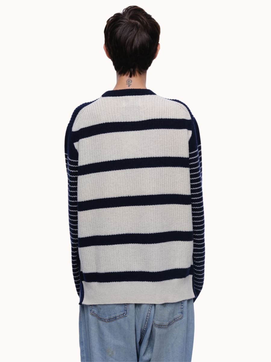 Jess Striped Crewneck - Navy