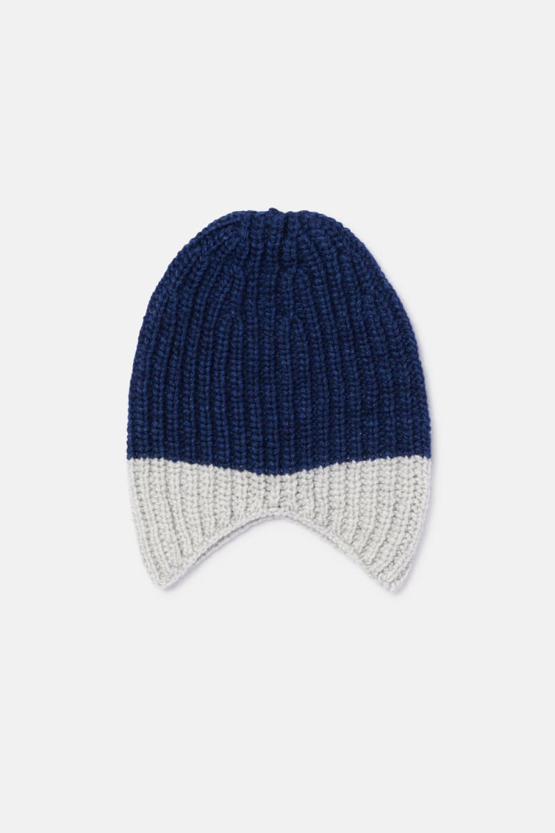 Color Block Tricot Baby Beanie - Blue-Grey
