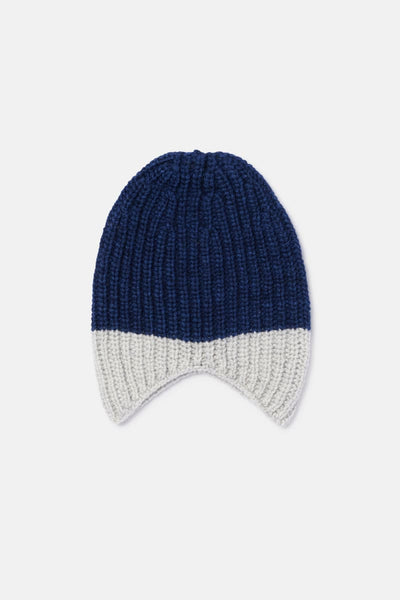 Color Block Tricot Baby Beanie - Blue-Grey