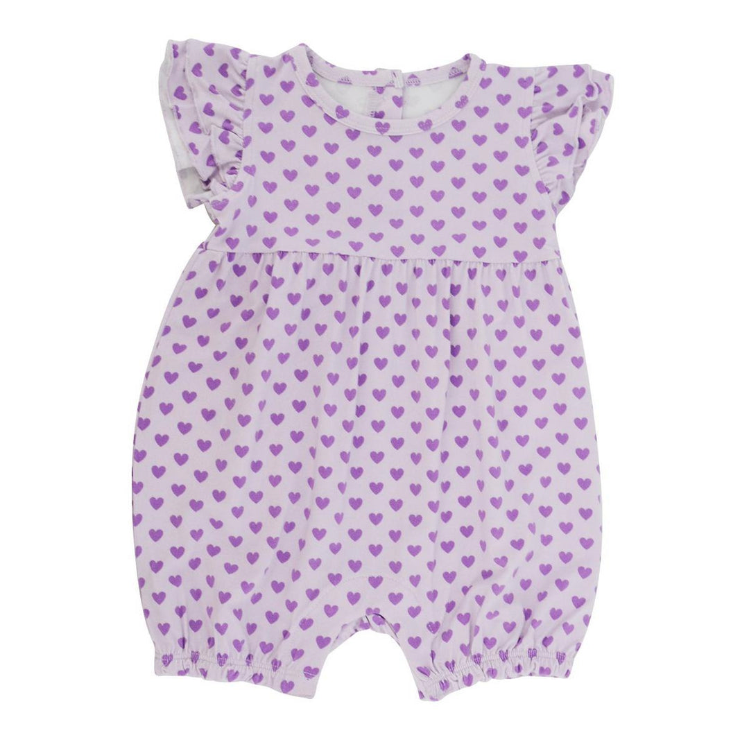 Ruffle Romper - Purple Hearts