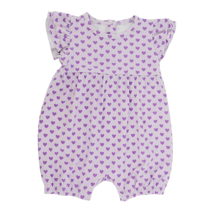 Ruffle Romper - Purple Hearts