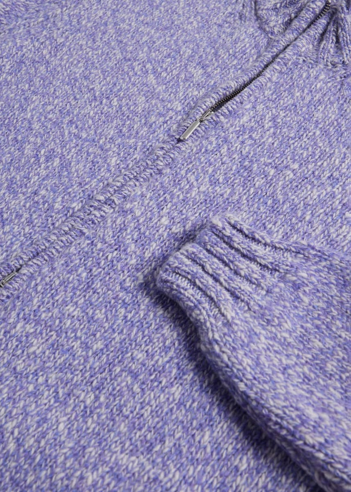 Wool & Cashmere Marled Zip Cardigan - Purple