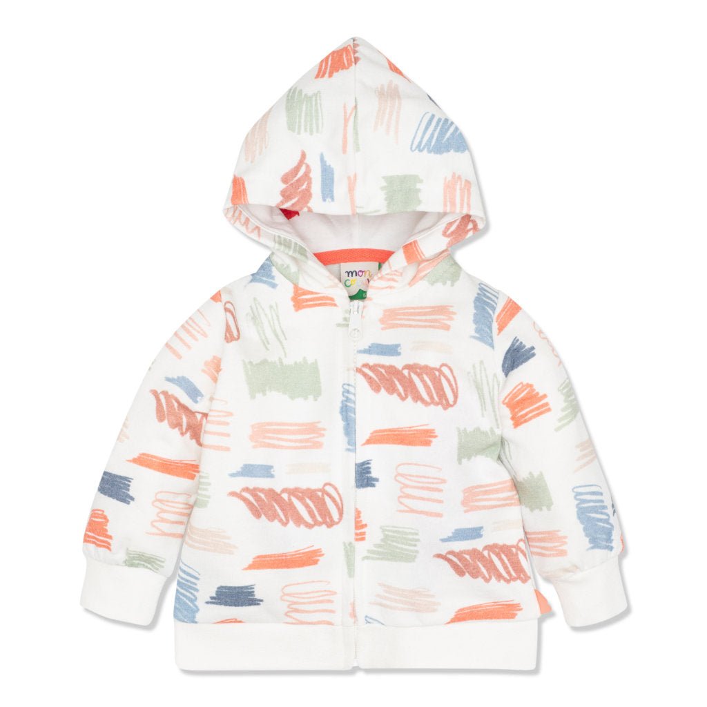 Scribble Baby Zip-Up Hoodie - Natural/scribble