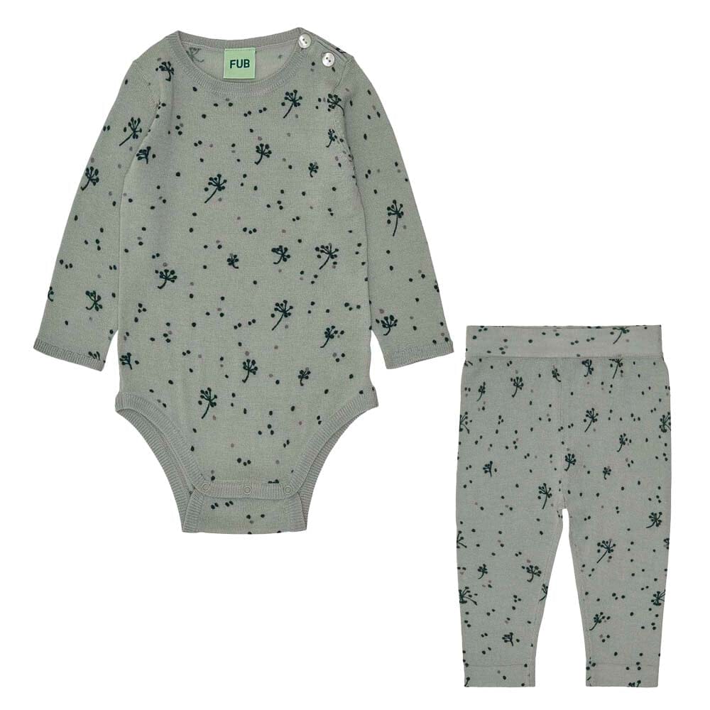 Baby Printed Body & Sweater Pants - Pale Sage Sets FUB 