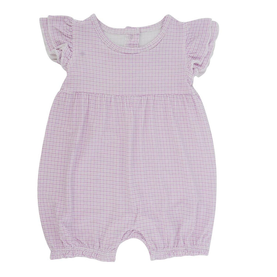Ruffle Romper - Purple Basketweave