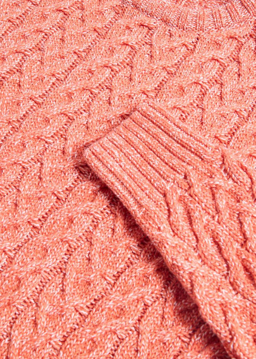 Cotton Cable Crewneck Sweater - Orange
