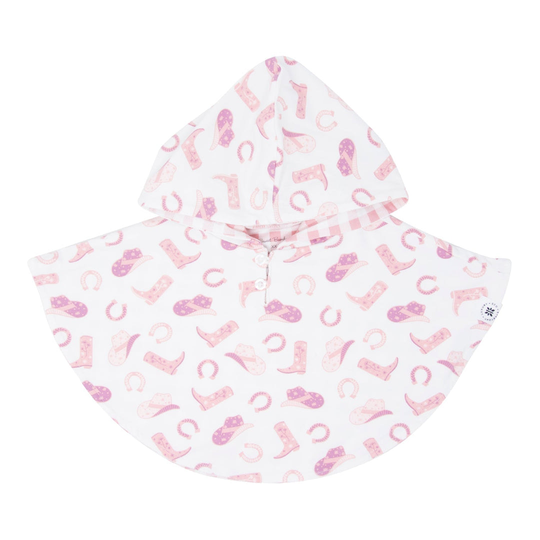 Hooded Poncho - Cowgirl Boots/Pink Gingham