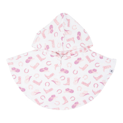 Hooded Poncho - Cowgirl Boots/Pink Gingham