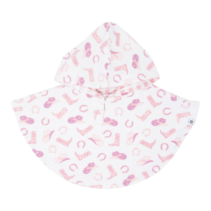 Hooded Poncho - Cowgirl Boots/Pink Gingham