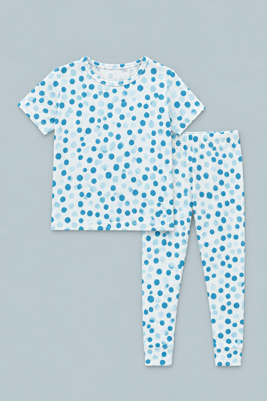 Big Kid Pajama S/S - Polka Dot Blue