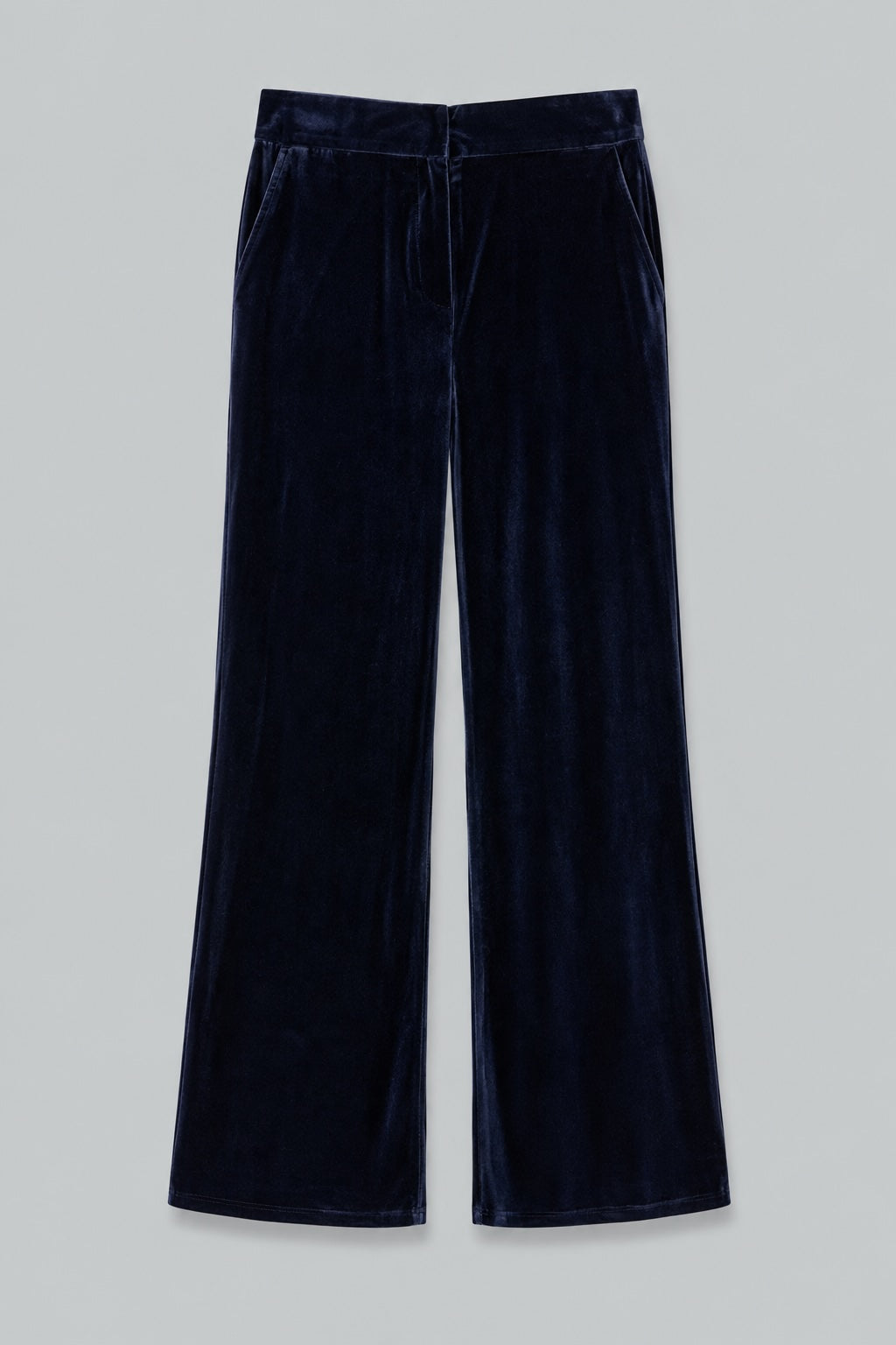 Alice Velvet Straight-Leg Trousers - Navy
