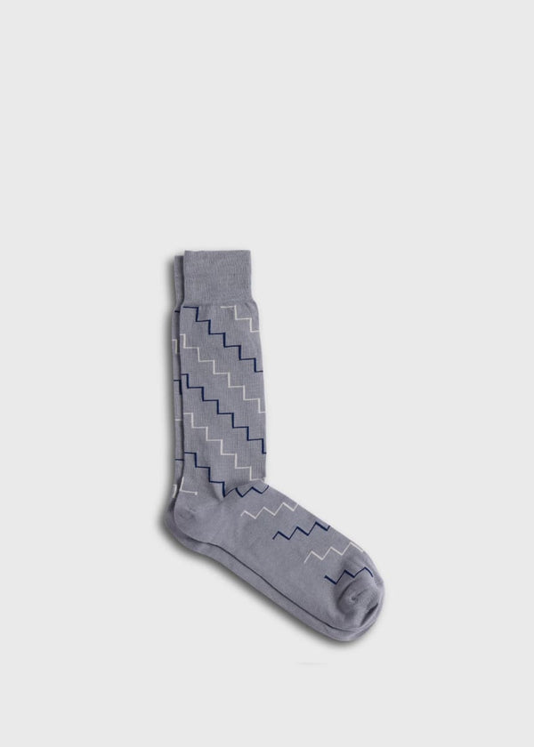 Cotton & Cashmere Blend Zig Zag Sock - Grey