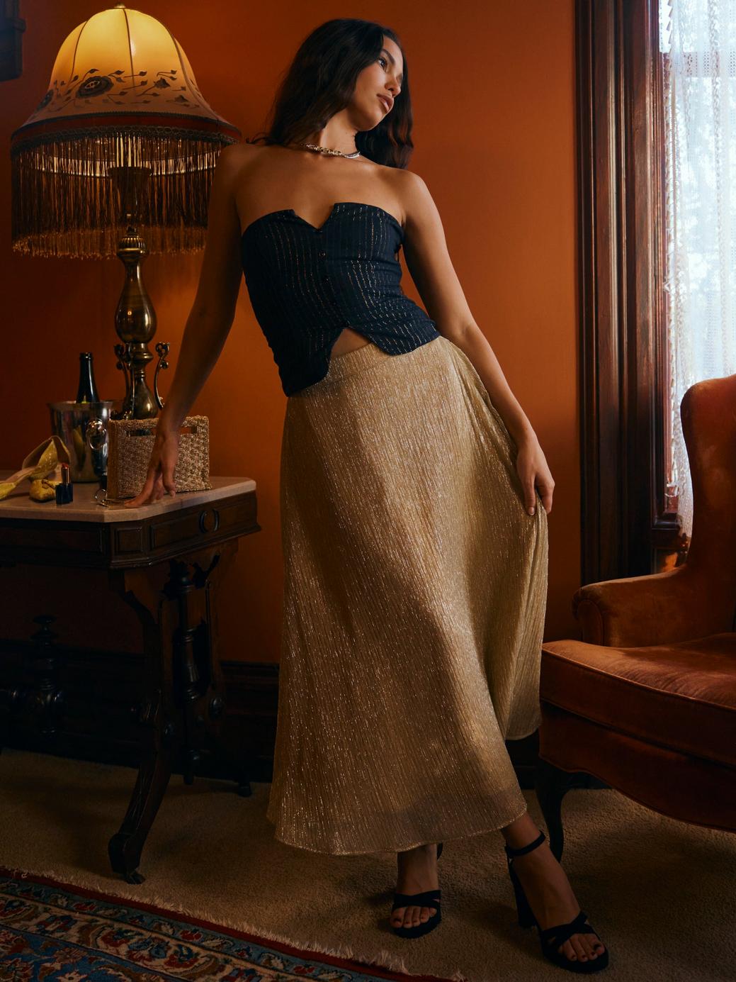 Michelle Top - Black Lurex Stripe