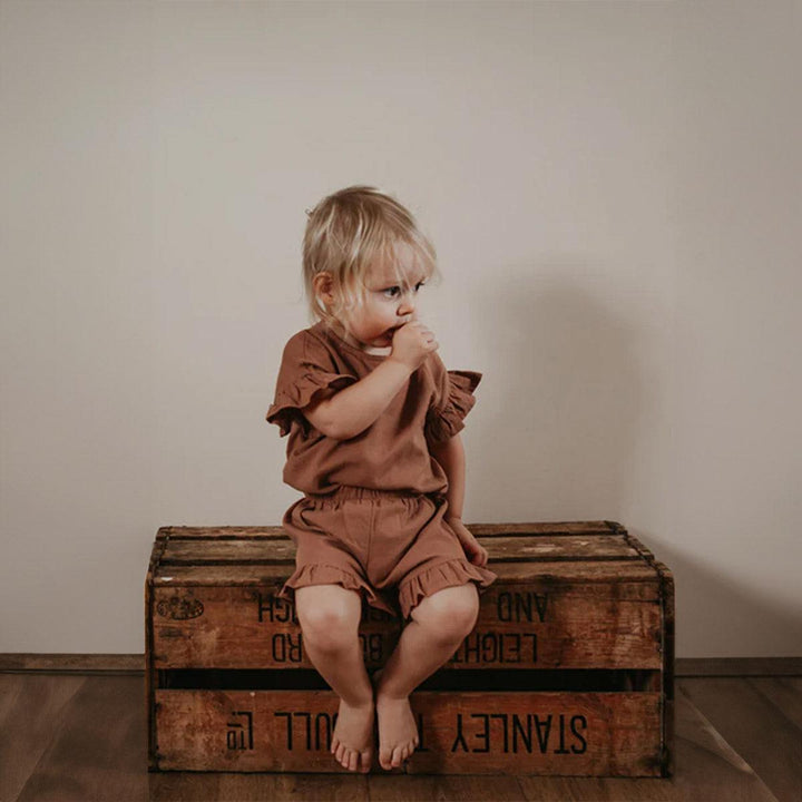 The Frill Linen Short - Cinnamon